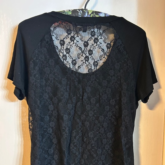 Hail3y:23 Black Tee with Lace Back - Picture 1 of 5